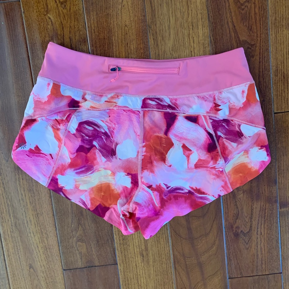 ATHLETA Running Shorts Size M Run With It 3.5" Lined  Painted Energy Coral Pink - Picture 4 of 11
